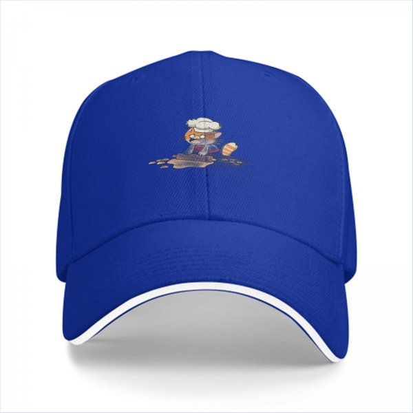 Black Baseball Cap With Cute Chef Cat Rolling Dough Print