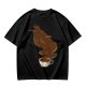Olive T-Shirt With Coffee Wolf Steam Graphic Print