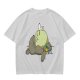 Olive T-shirt with whimsical forest spirit and small animal graphic print