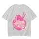 Oversized dark green t-shirt with cute pink ramen bowl graphic
