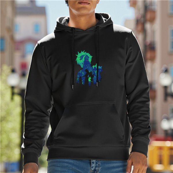 Anime Character Silhouette Graphic Black Hoodie