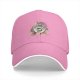 Black baseball cap with sleeping cat in potion bottle and pink flowers print