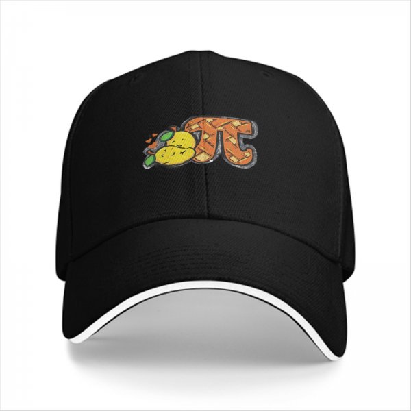 Black Baseball Cap With Pi Pie Lemon Graphic Design