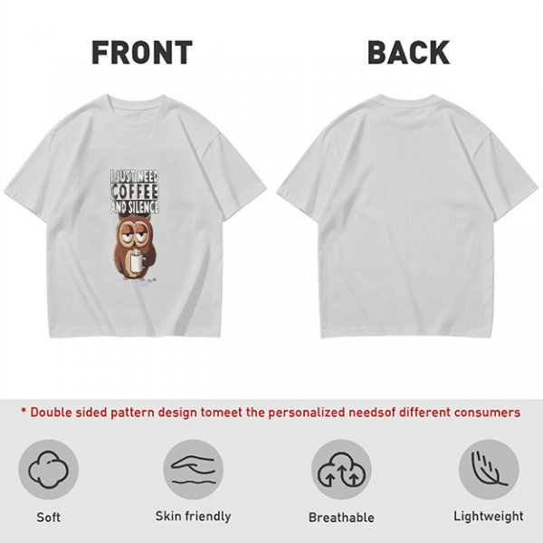 Owl Coffee Silence T-Shirt for Relaxed Daily Wear