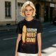 Olive graphic tee with playful bread character and 'Ready or Not Here I Crumb' text