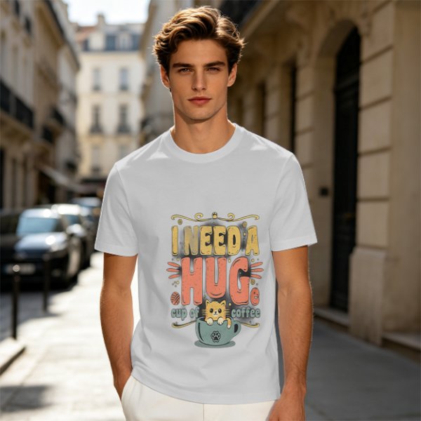 I Need a Huge Cup of Coffee Cat Graphic T-Shirt