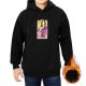 Black hoodie with vibrant anime-style tarot card graphic