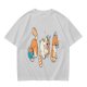 Olive T-Shirt With Playful Orange Cat Illustrations