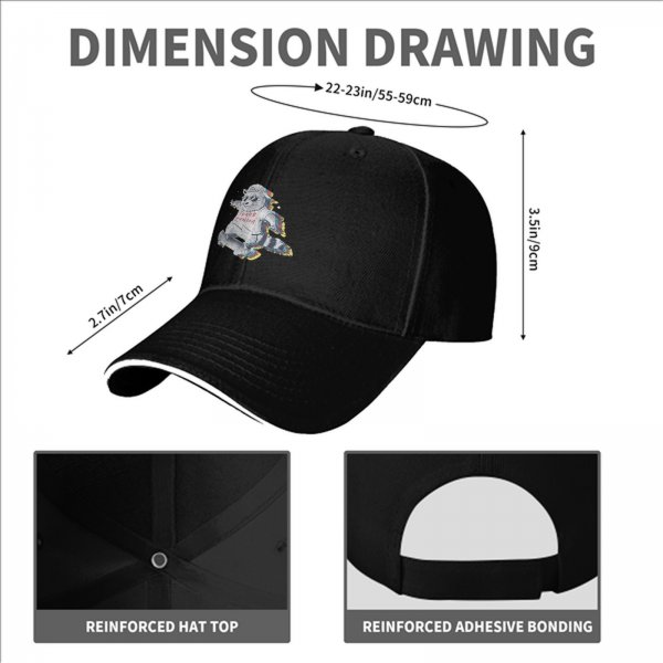 Black Baseball Cap With Skateboarding Raccoon Trash Panda Graphic