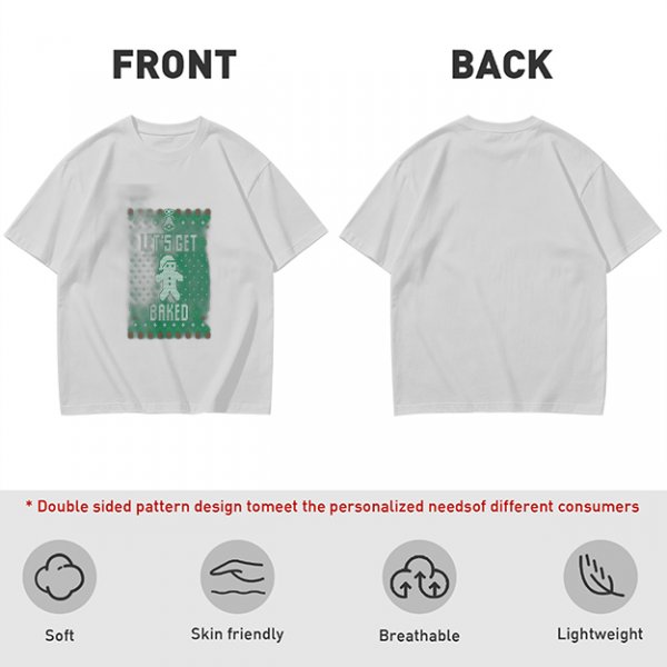 Olive Christmas T-Shirt With 'Let's Get Baked' Gingerbread Man Print