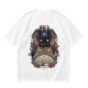 Olive T-Shirt with Stacked Anime Character Totem Print