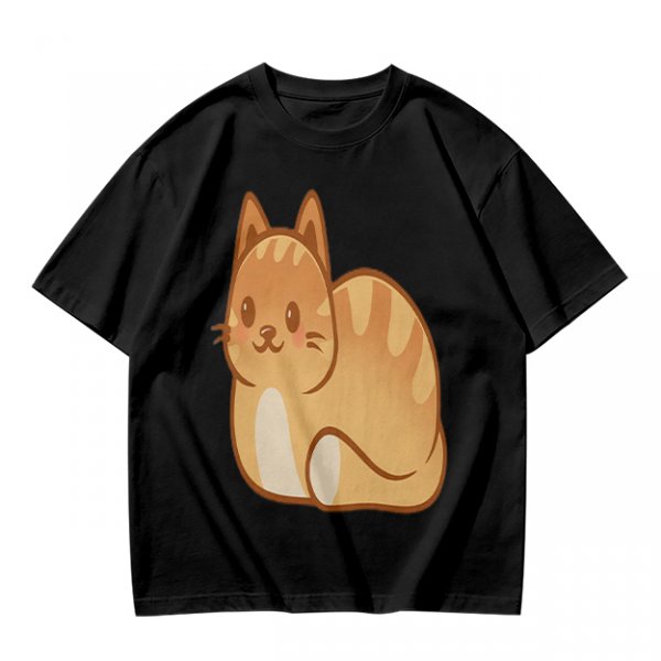 Olive Green T-Shirt With Cute Orange Tabby Cat Graphic