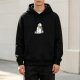 Black Hoodie With Melting Snowman Graphic For Winter