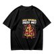 Olive t-shirt with angry boxing pizza slice graphic and 'You Wanna Pizza Me?' text