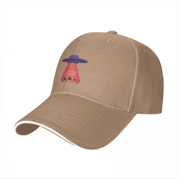 Black baseball cap with UFO abduction 'Single Taken' graphic