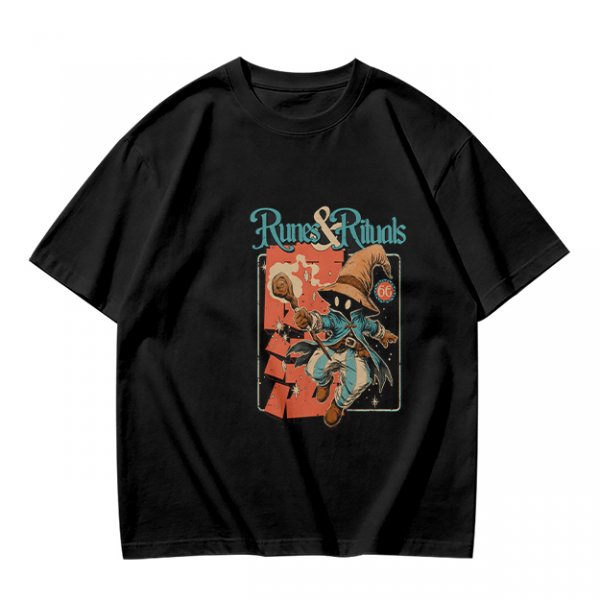 Olive Green T-Shirt With Runes & Rituals Wizard Graphic