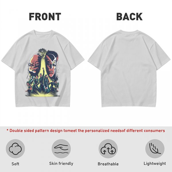 Olive Graphic Tee With Retro Sci-Fi Character Art Print