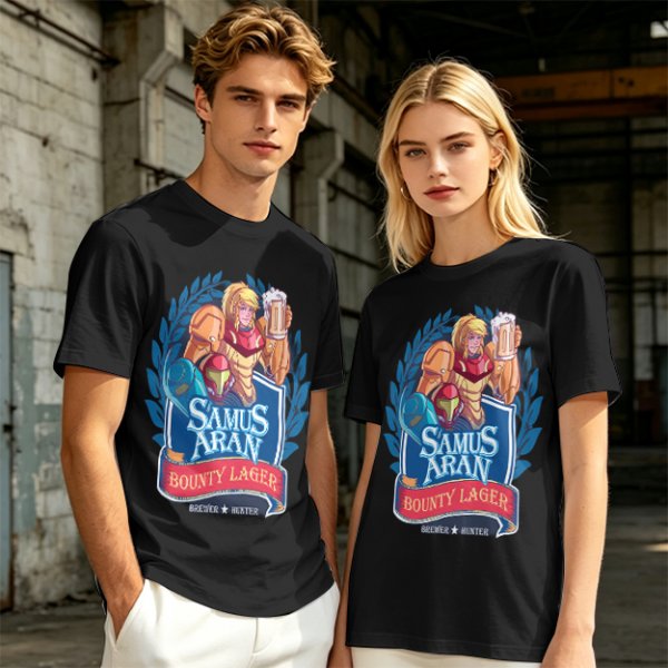Samus Aran Bounty Lager Graphic T-Shirt