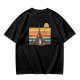 Olive T-Shirt With Retro Sunset Fantasy Castle Graphic