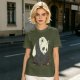 Olive T-shirt with Sad Sitting Panda Graphic Print