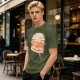 Olive T-Shirt With Cute Cartoon Hamburger Print