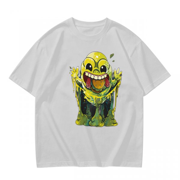 Olive T-Shirt With Playful Green Slime Monster Graphic