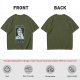Olive Graphic T-Shirt With Twisted Love Curse Quote And Anime Art