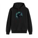 Black Hoodie With Mystical Black Cat And Teal Circular Art Print