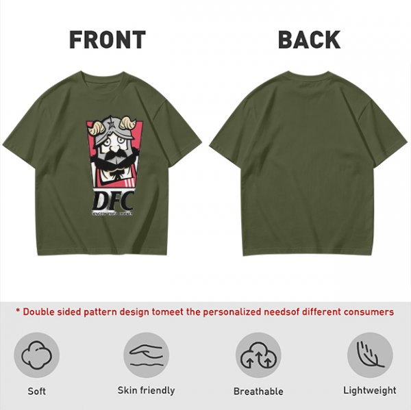 Olive T-Shirt with DFC Viking Graphic Print