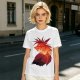 Olive T-Shirt With Fiery Lion Creature Graphic Print
