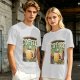 Olive Graphic T-Shirt With Coffee And Mountain Sunrise Design