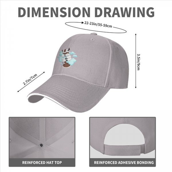 Black Baseball Cap With Appa From Avatar The Last Airbender Cloud Print