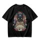 Olive T-Shirt with Stacked Anime Character Totem Print