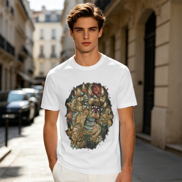 Olive Green T-Shirt With Detailed Monster Dragon Print