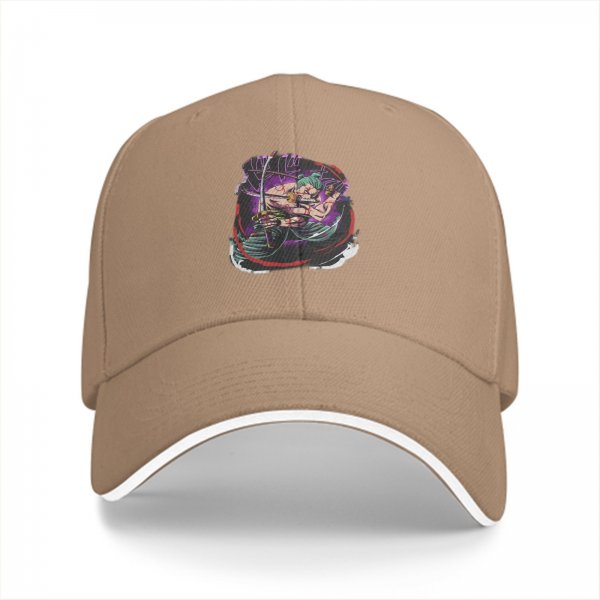Black Baseball Cap With Anime Swordsman Character Print