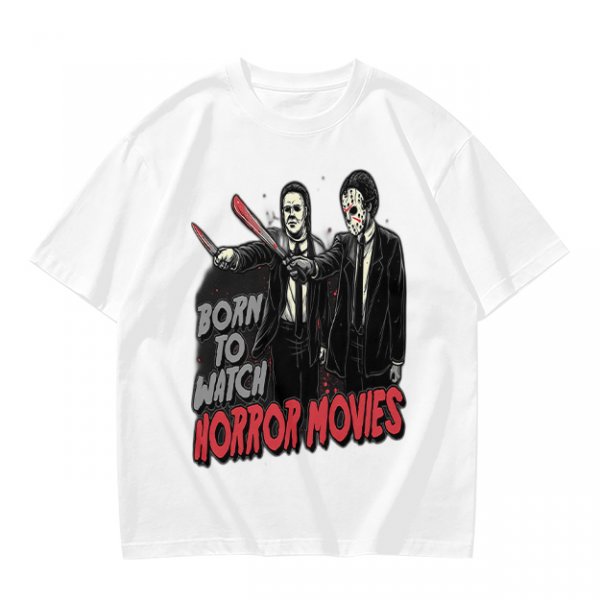 Born To Watch Horror Movies Halloween Themed Graphic T-Shirt