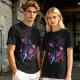 Olive t-shirt with neon star wars style female silhouette print