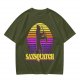 Saxsquatch Bigfoot Playing Saxophone Retro Sunset T-Shirt