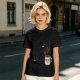 Olive t-shirt with 'Caffeine First Words Later' grumpy coffee mug print