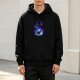 Black Hoodie With Glowing Purple And Blue Fantasy Graphic Print