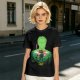 Olive Anime T-Shirt With Samurai Warrior Silhouette Art