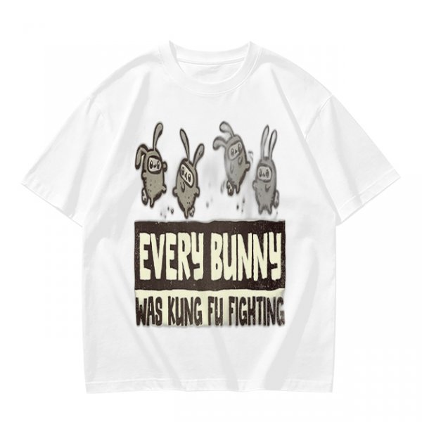 Olive T-Shirt With Every Bunny Was Kung Fu Fighting Print