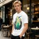 Anime Silhouette Graphic Olive Green Short Sleeve T-Shirt