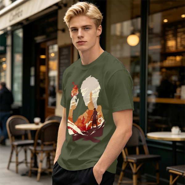 Anime Fire Bender Silhouette Graphic T-Shirt