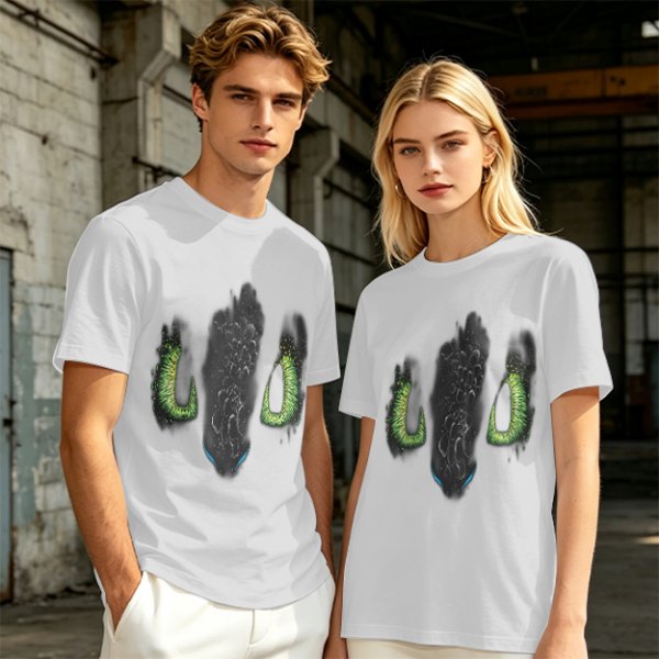 Olive Green T-Shirt With Dark Monster Face Graphic Print