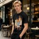 Olive Green T-Shirt With Cartoon Artist Painting Self Portrait Artwork