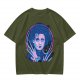 Olive T-Shirt With Neon Edward Scissorhands Portrait Print