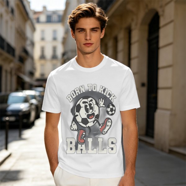 Olive Soccer Graphic T-Shirt with 'Born To Kick Balls' Print