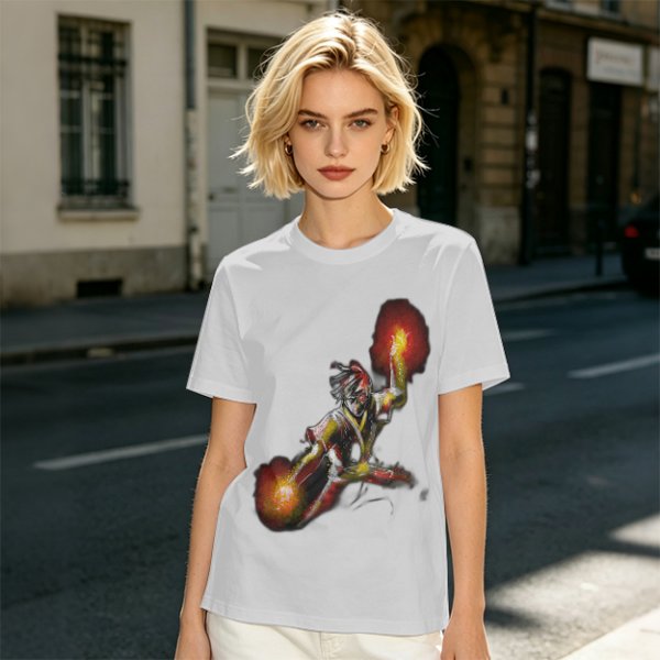 Olive T-shirt with Fire Bending Warrior Graphic Print