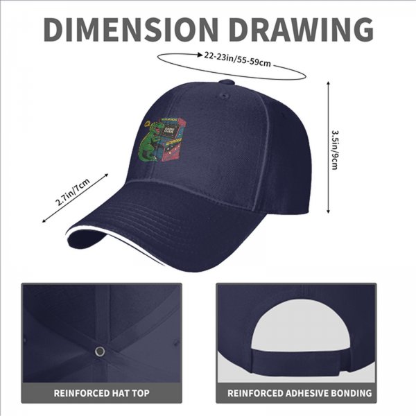 Black Baseball Cap with T-Rex Playing Asteroids Arcade Game Over Print